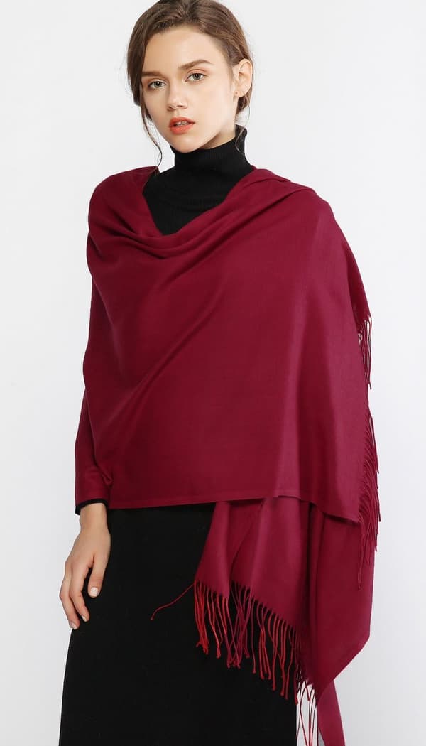 Skjerf til dame Pashmina sjal og omslag til bryllup Skjerf til dame Vinter Burgundy