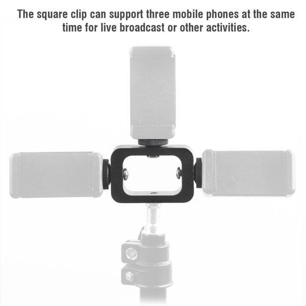 3 i 1 firkantet mobiltelefonmonteringsadapter Fyll lysholderbrakett for direktesending