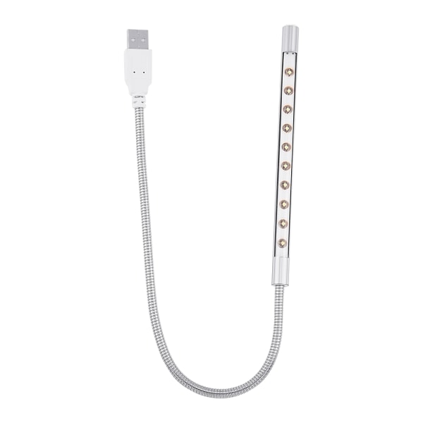 Bærbar Stilig USB 10 stk LED-lampe med høy lysstyrke Blubs Light for PC/ Laptop Sølv