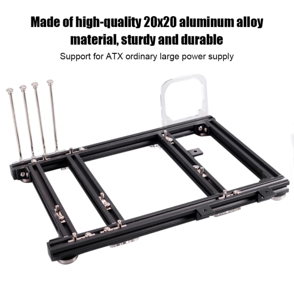 Gjør-det-selv åpen design aluminiumslegering M ATX datamaskinveske Overklokkingstestplattform (full svart S)