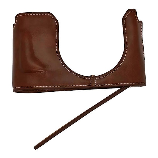 s8M Leather Case for Leica Q3 Camera, Bottom Case, Easy Battery Replacement - Coffee