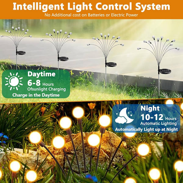 Solcellsdrivna Eldflugslampor Utomhus, 4-pack 10 LED Solcellsdrivna Eldflugslampor för Trädgård, Eldflugslampor Solcell IP65 Vattentäta