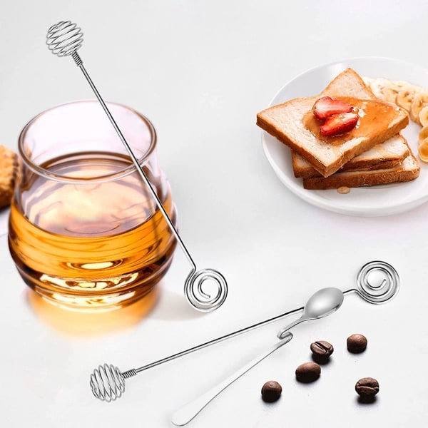 Mini Honey Dipper Sticks - Sett med 4 honningskjeer for å dyppe, røre kaffe og drikke