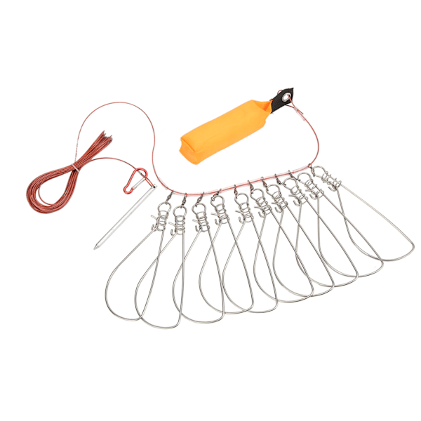 Live Fish Lås med skum Float Stick Ståltråd Fiskelås Spänne Fish Stringer Kit för utomhusfiske 10 spännen