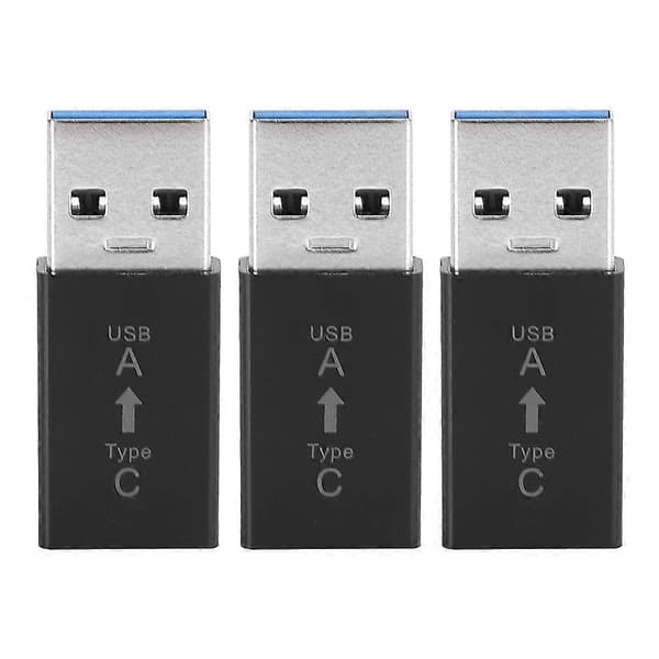 3 stk. USB3.0 Han til Type C Hun Adapter Stik Universal Elektronisk Konverter (Sort)