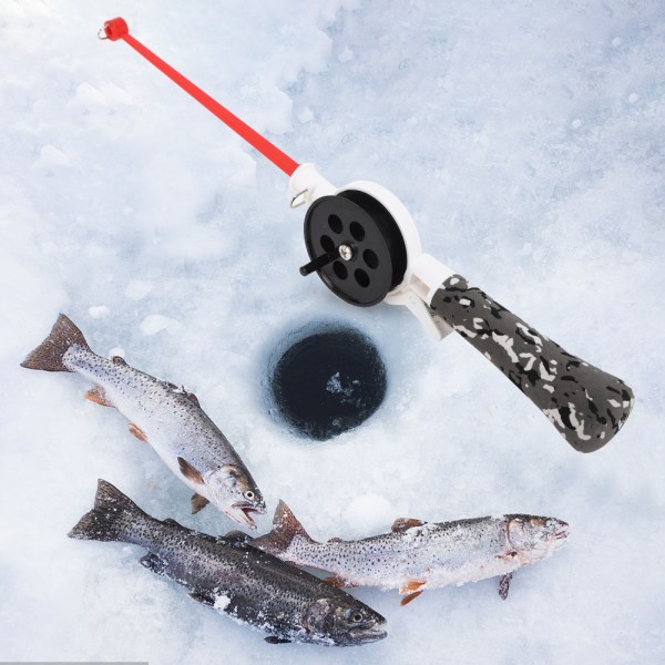 34 cm slitstark bärbar integrerad utomhusbarn vinterisfiskespö med rulletillbehör