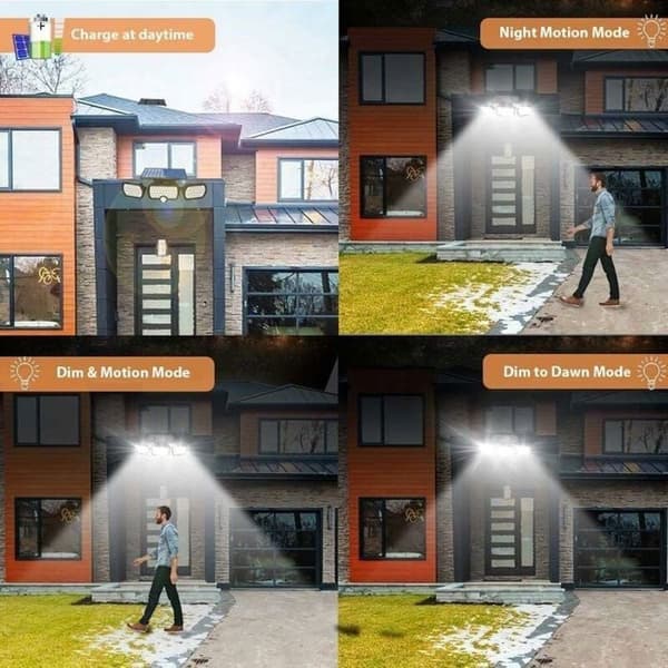 Udendørs solcellelamper, (pakke med 2) 74 LED'er, IP65 vandtæt, 360° vidvinkelbelysning