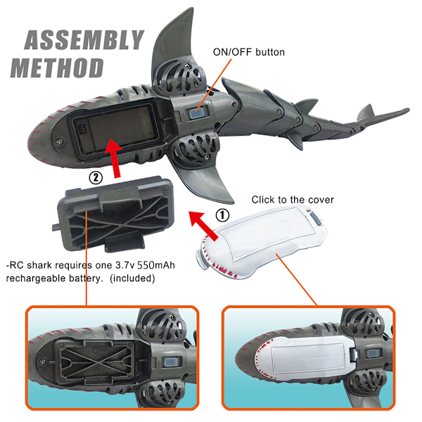 Fjärrkontroll Haj Leksak 2.4GHZ RC Simulering Haj Leksak för Simbassäng Badrum Badkar Vattenpark Present till Barn Pojkar Flickor