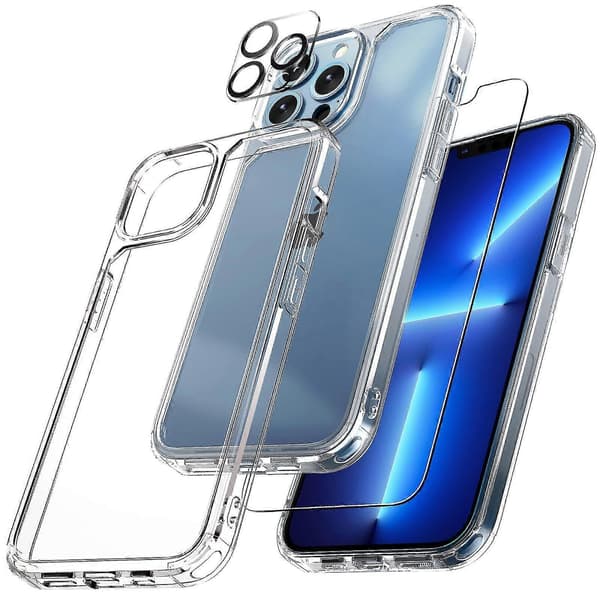 Transparent Case For Iphone15 Pro Max/15 Plus/15 Pro/15 With 2*Screen Protectors+2*Camera Protectors Full Coverage Case For Iphone 15 Series
