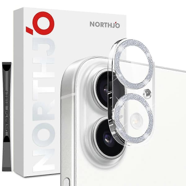 NORTHJO Camera Lens Protector for iPhone 17, Glitter Bling Circles, Tempered Glass HD Clear 3D Full Co