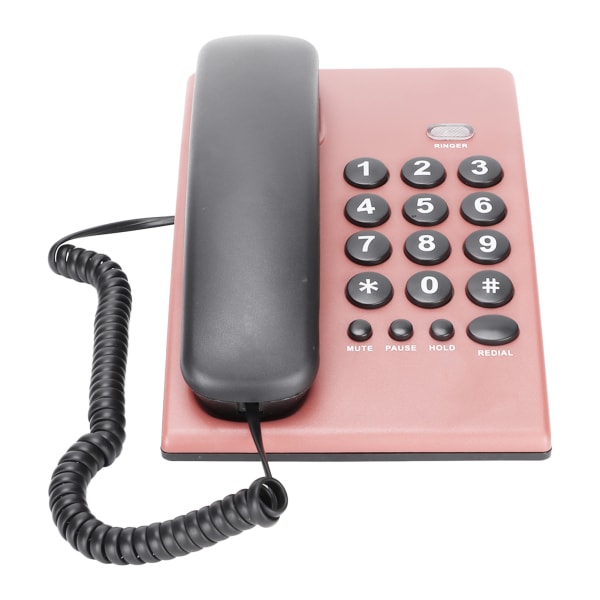 KXT504 Home Fasttelefon Multifunksjonell batterifri telefon med ledning med dobbelt magnetisk håndsett for kontorhotell (rosa)