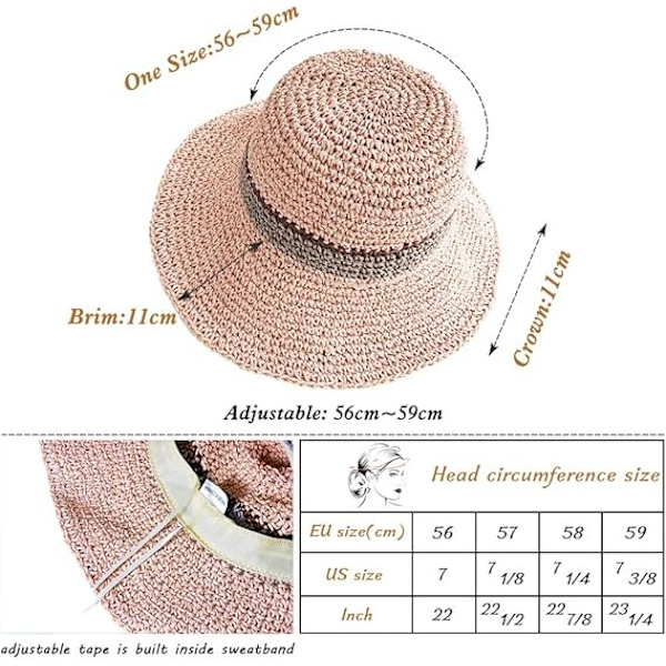 Trendy Dame Solhat Sommer Stråhat UPF 51+ Pink