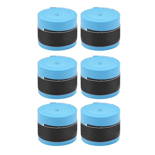 6 stk Tennis Racket Grip Tape PU Frost Matt Anti-Skli Svetteabsorberende Badminton Racket Tape Sports Tilbehør Blå