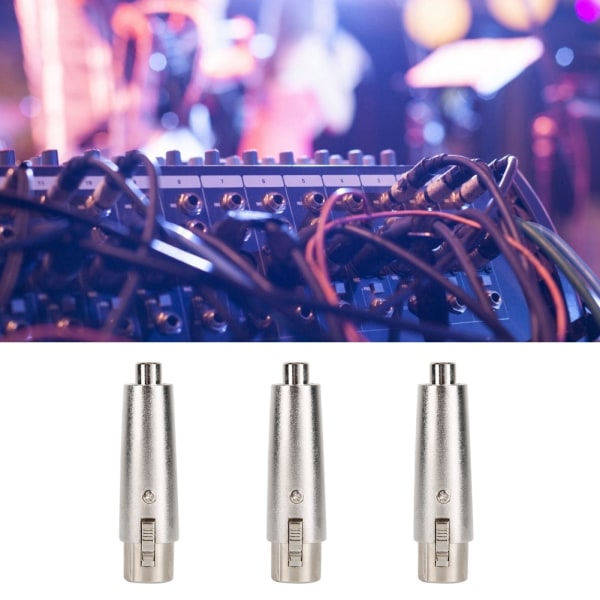 3st RCA hona till 3-stifts XLR hona Jack Plug Audio Connector Konverteringsadapter Zinklegering