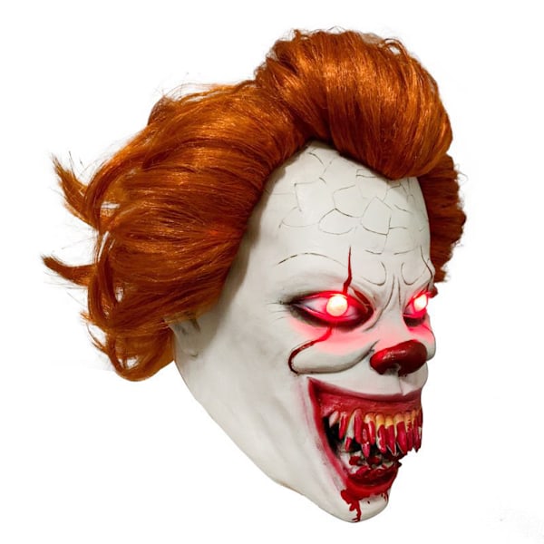 Halloween Clown Mask med LED-lampor Latex Clown Scary Mask Halloween Cosplay Prop