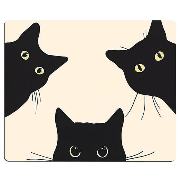 Datamusematte, Søt musematte, Firkantet søt musematte, for bærbar PC med sklisikker gummibase (Tre katter 200x240x3mm)