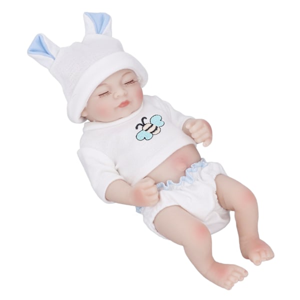 Simulert babyjente dukke myk silikon flott håndfølelse vanntett perfekt gave hjemmeleker dukke 28cm øyne lukketype