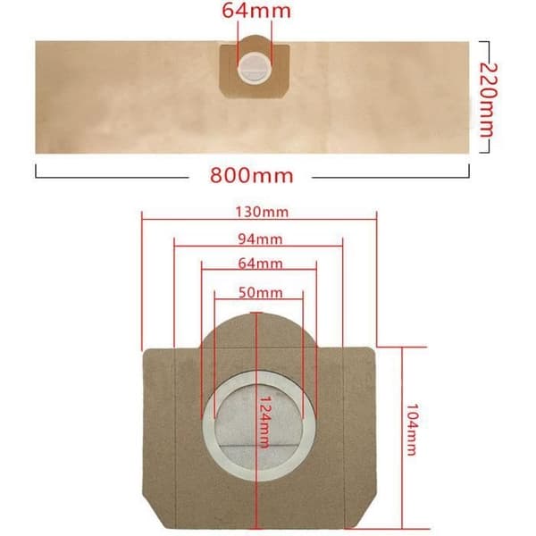 8-pack universella dammsugarpåsar för Kärcher A2204 WD3300 MV3-17 tillbehör