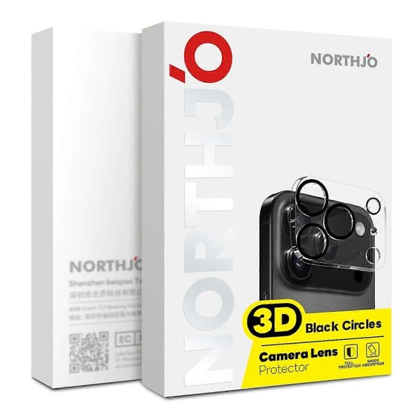 NORTHJO 2 pcs Camera Protector for iPhone 17 Air, Black Circles, 3D Full Coverage, Clear Tempered Glass