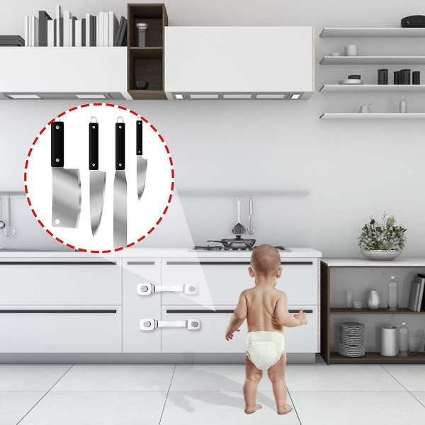 8-pack baby - barnsäkra skåplås för lådor, dörrar, kylskåp, inga verktyg behövs - 4 grå + 4 gröna