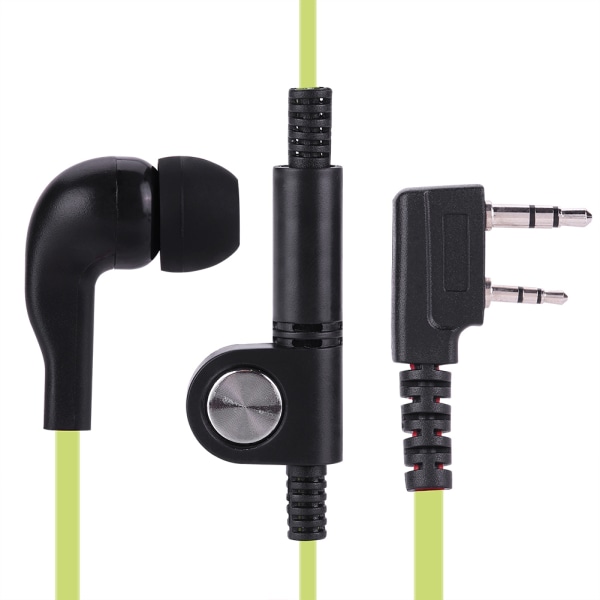 2 väriä 2-nastainen kuuloke PTT Walkie Talkie kuulokkeet litteä kaapeli kuuloke mikrofoni kuulokkeet (vihreä)