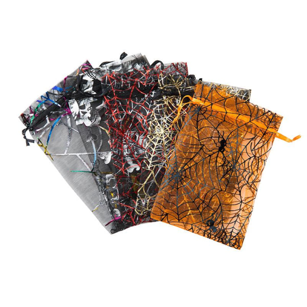 100 Horror Wind Organza Bag (10*15cm), Godteripose Smykkepose, Mørkt mønster, Sjokolade Jul Halloween Fest Bursdagsgave