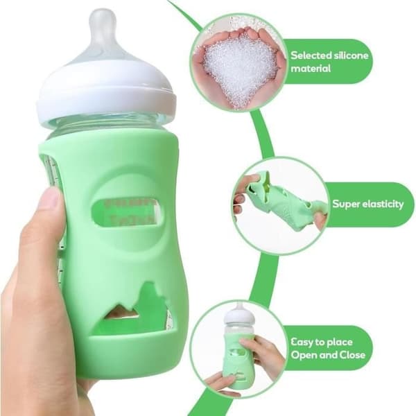 3 kpl silikonisuojia Natural-lasituttipulloille, rikkoutumaton pullonpidike, yhteensopiva Natural-pullojen kanssa