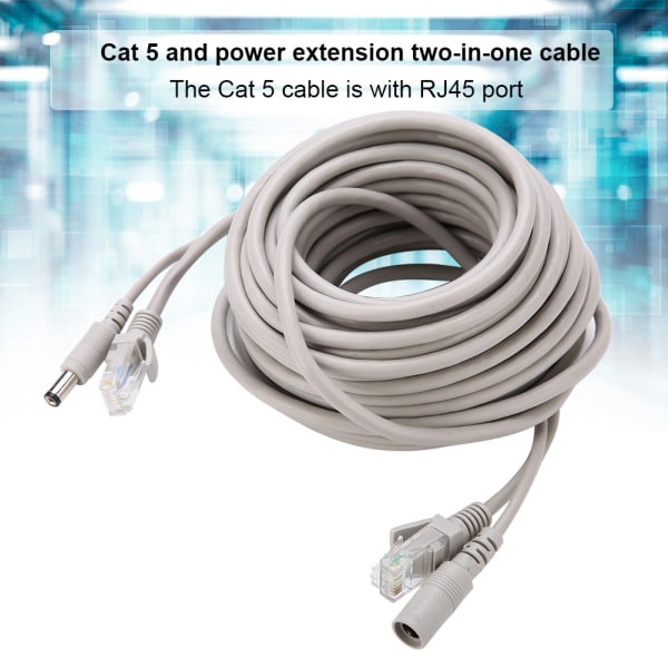 5M/10M/15M/20M RJ45+DC Ethernet CCTV-kabel for IP-kameraer NVR-system 10Mbps100Mbps (10M)