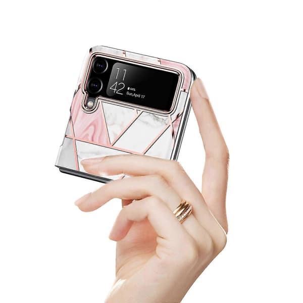 Marble Pattern Case Compatible With Samsung Galaxy Z Flip 4, Plating Soft TPU Shockproof Protective Cover