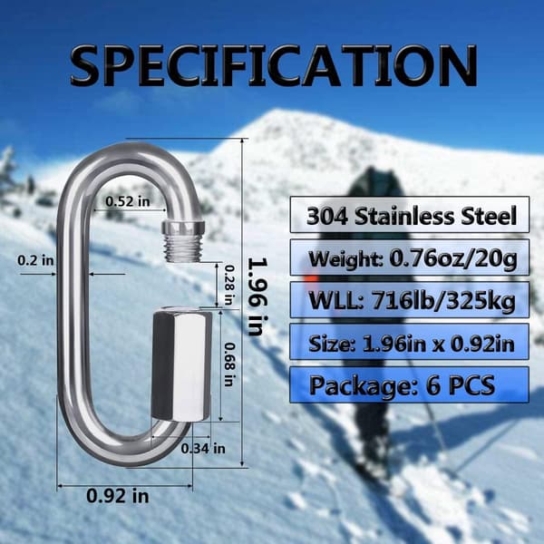 M5 Quick Link, 304 Rustfrit Stål Kraftige Clips Kædeforbindelse Reparationsled Spænde til Gynge Udendørs Camping