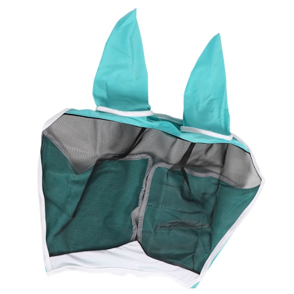 Mesh Hestefluemaske Elastisk UV-beskyttelse Avtakbar Pustende Hestefluemaske med Ører for Hester Blågrønn L