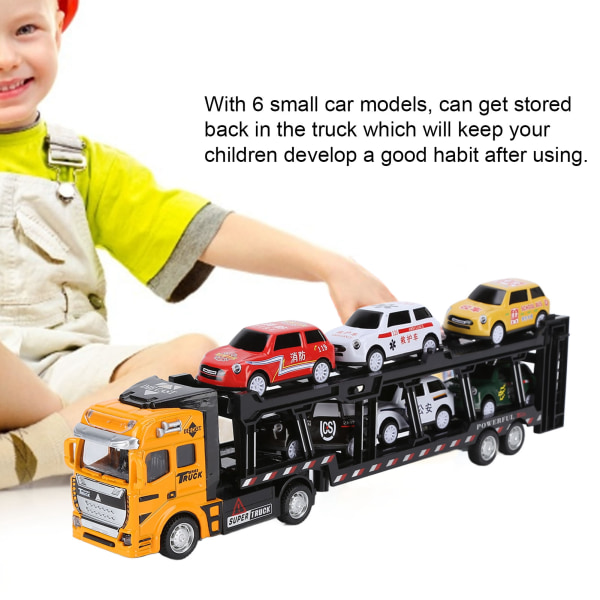 Carrier kuorma-auton lelumalli metalliseos irrotettava kuusi autoa lapsille kuljetusauton simulaatiomalli keltainen