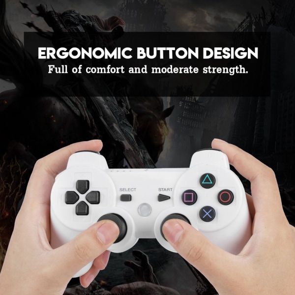 Bluetooth Gamepad til PS3 - Fuld Funktionel Trådløs Spilcontroller (Hvid)