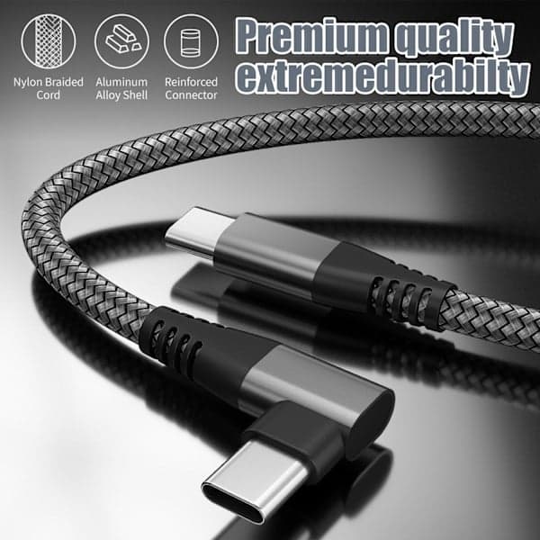 USB-C oplader med vinklet stik 60 W hurtigopladning Sort 1m