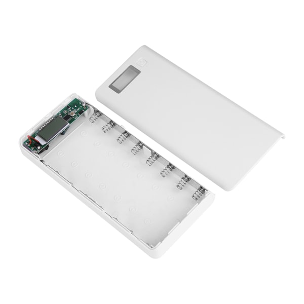 8x18650 Akku Power Case Box Kaksi USB porttia LCD-näyttö Valkoinen