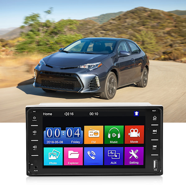 7 Tums Bil MP5 Multimedia Spelare FM Stereo Radio Bluetooth Handsfree Passar för Corolla