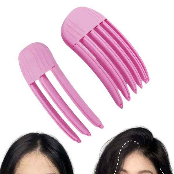Fluffiga Lugg Locktänger 2-pack, Hårfästes Locktänger, Inga Märken Rotlyftande Klämmor, Unisex (Rosa, 2-pack)