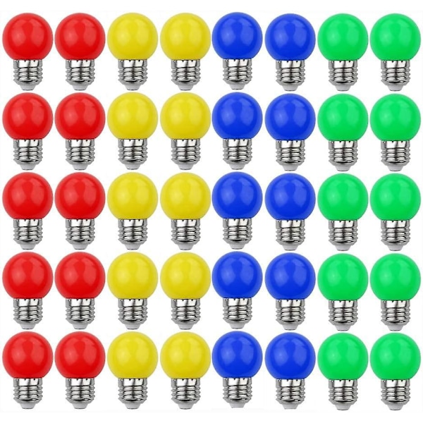 Elegant Pack of 40 Colored LED Bulbs - 3W=30W, E27 Base, 240 Lumens, AC220V-240V