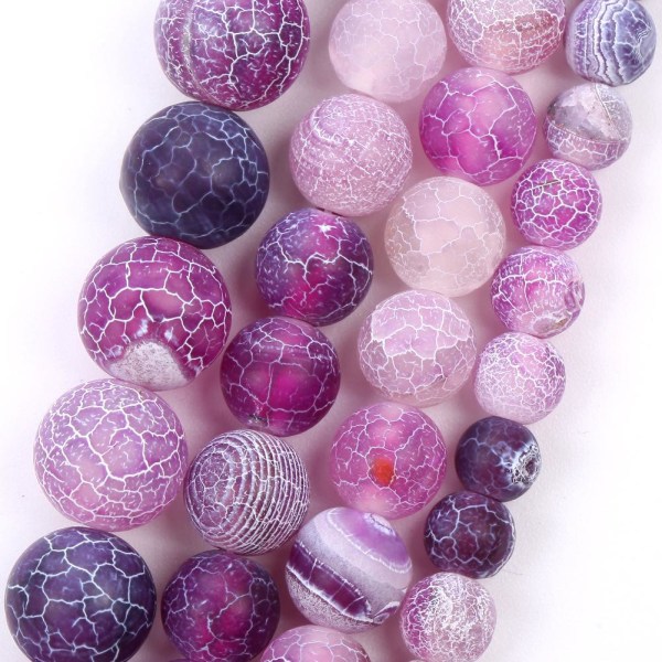 8 mm matte agat perler sæt natursten frostet agat halvædelsten ædelsten med hul til trådning af perlesmykker lilla