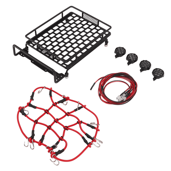 RC takräcke Högsimulerad lättvikt RC bilbagageställ med LED-lampor för 1/10 1/12 1/14 RC bilar rund lampa