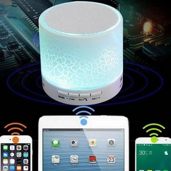 Blå Mini Bærbar Højttaler LED Bluetooth Trådløs Håndfri med TF USB FM Blå