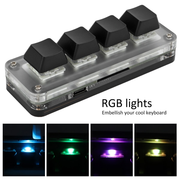 Mini 4 Key Gaming Keyboard Mekaaninen näppäimistö RGB-valolla