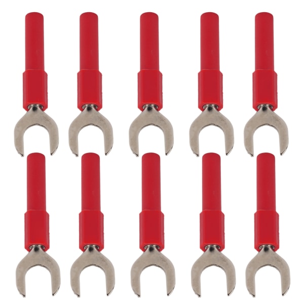 10 stk U Type Banan Plugg U Form 8mm Banan Connectors for Multimeter Electronic ApplicationRed