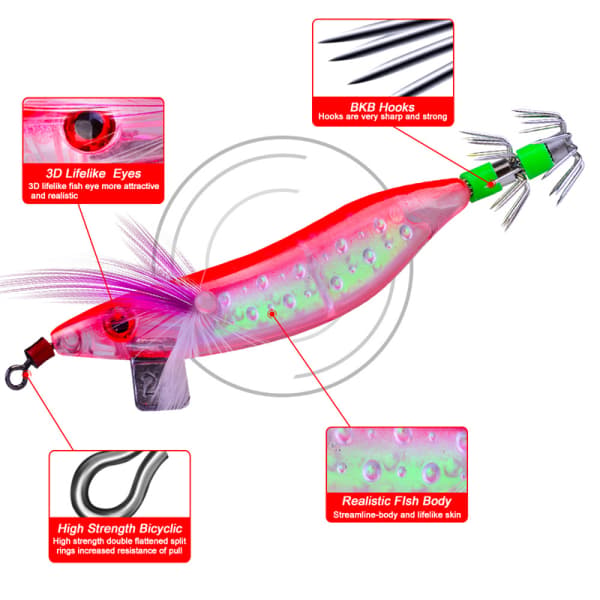 stk/parti Noctilucent blæksprutte jig 10 cm rejekrog trærejer B One size