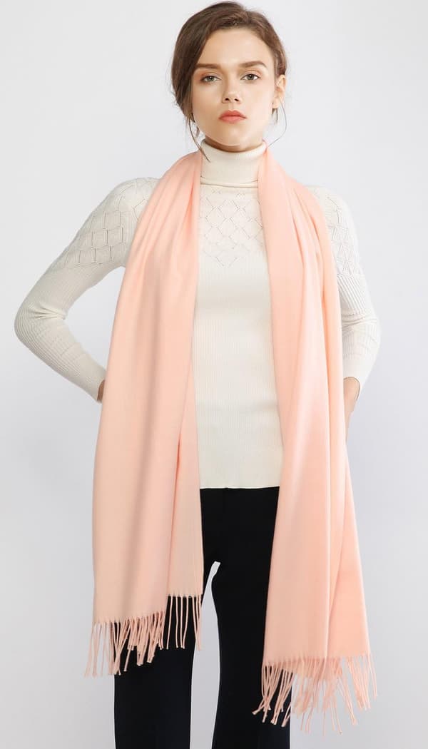 Skjerf til dame Pashmina sjal og omslag til bryllup Skjerf til dame Vinter Pink-2