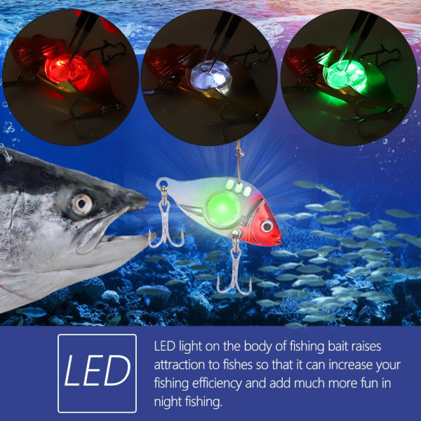 LED undervattensblixt fiskedrag med diskantkrokbetestillbehör