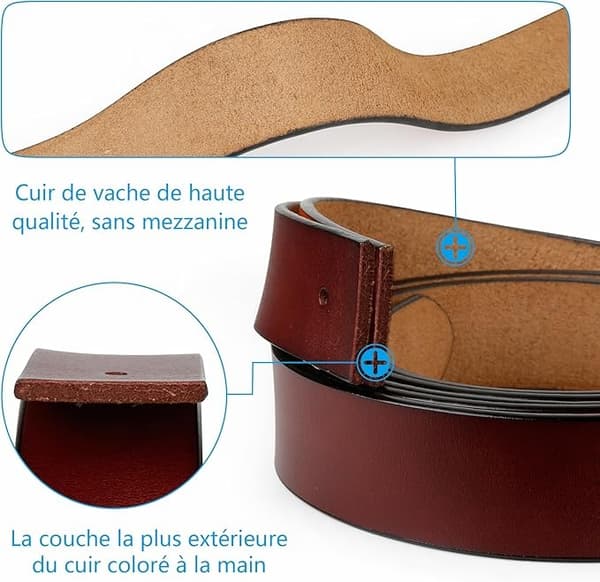 Læderbælte til mænd, stor størrelse 110cm-125cm, til jeans, sort brun 38mm