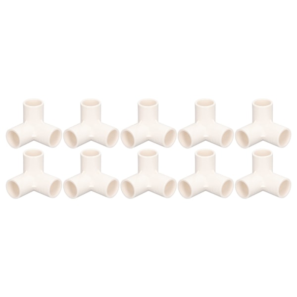 10PCS 3 Way Pipe Fittings PVC Plastic Tee Fitting Elbow Corner Connector 25mm Inner Diameter White