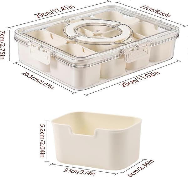 Snackbox, Uppdelad serveringsbricka med lock och handtag Snackle Box