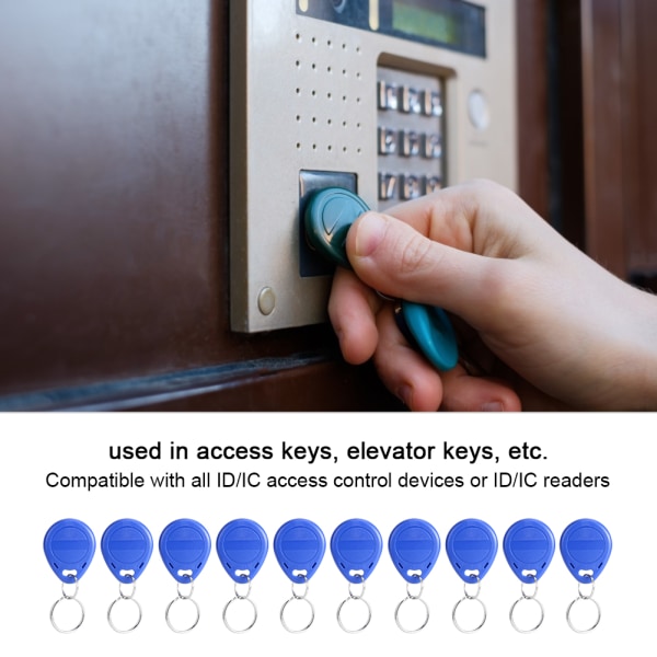 50 stk 125KHz tilgangskontroll RFID EM4100 Card Tag Token nøkkelring nøkkelfobID